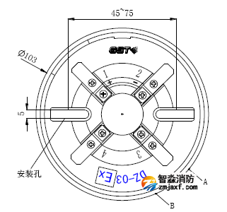 JTY-GM-GSTN9811(Ex)/T防爆点型光电感烟火灾探测器底座示意图