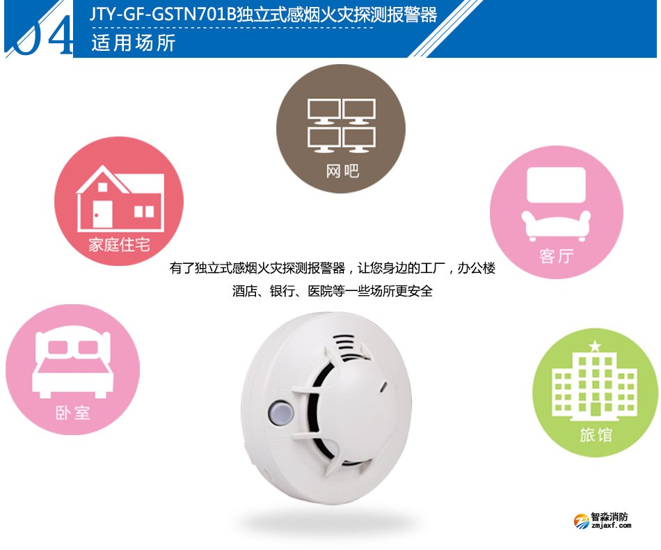 JTY-GF-GSTN701B独立式光电感烟火灾探测报警器应用场所