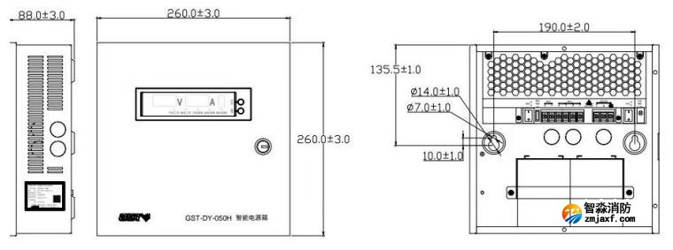 GST-DY-050H智能电源箱外观尺寸