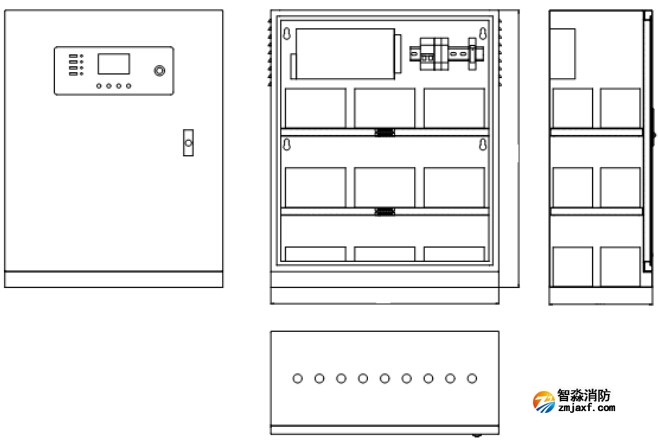HW-DL-1KVA-N200消防应急灯具专用应急电源外形结构示意图
