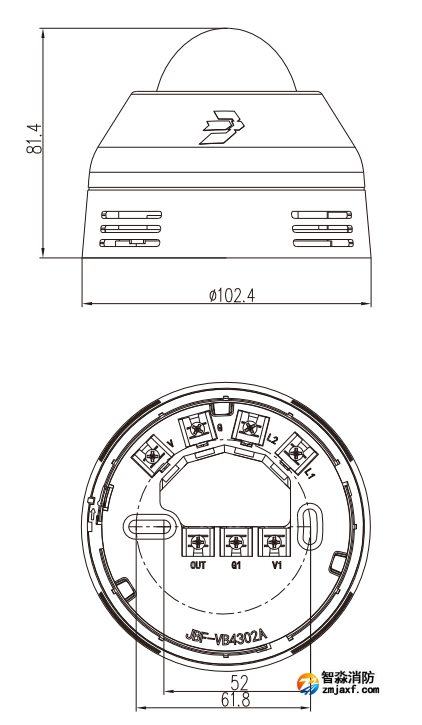 JBF4372R无线声光警报器产品结构图 JBF4372R无线声光警报器产品结构图