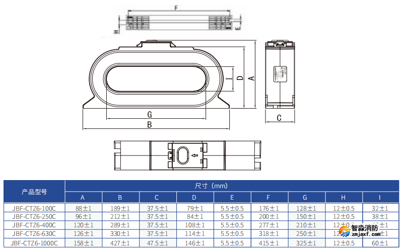 JBF-CTZ6系列方孔铜排剩余电流互感器