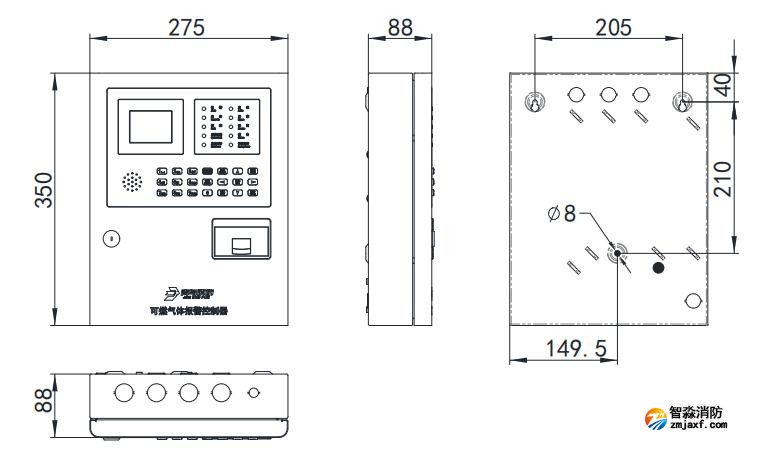 JB-QB-JBF-51S41可燃气体报警控制器外观尺寸