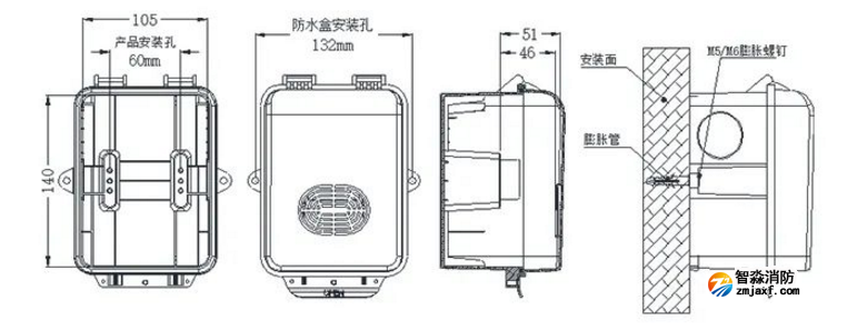 TX3962声光警报器防水盒安装说明图