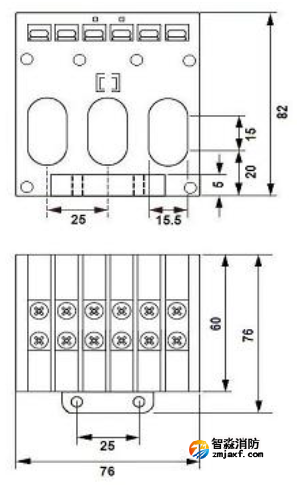 EI-CT6752A三相电流互感器尺寸图