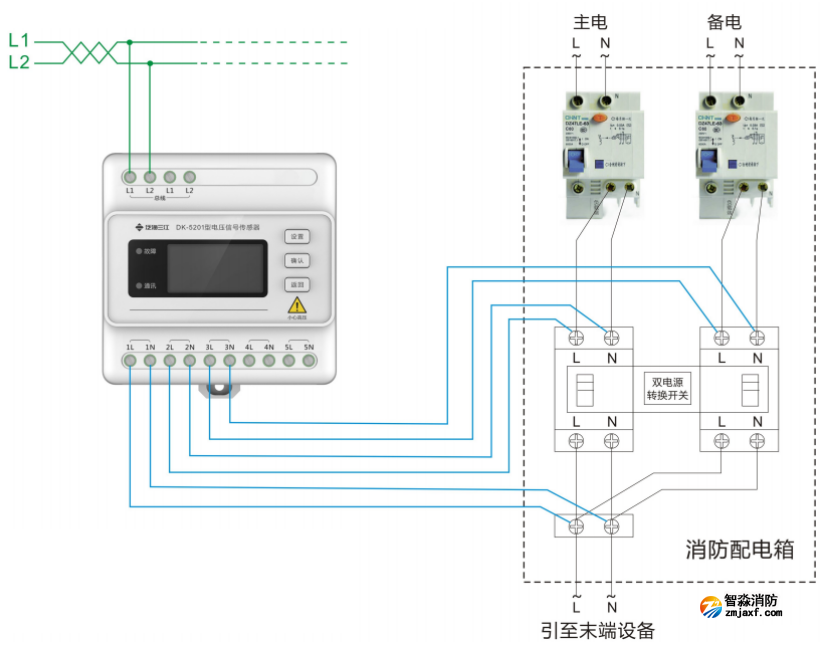 DK-5201五路交流单相电压传感器接线图