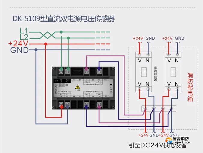 泛海三江消防设备电源监控系统接线图