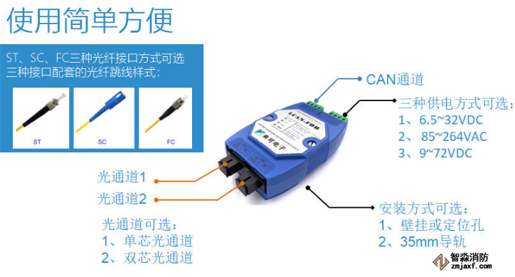适配国内主流消防主机的CAN光纤转换器