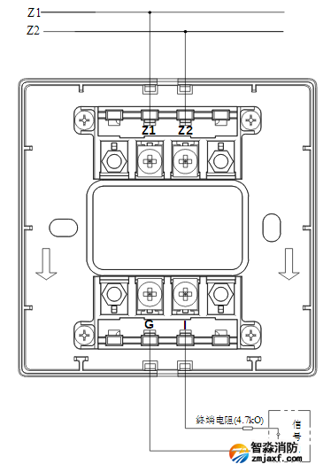 海湾消防GST-LD-8300B输入模块常闭无源触点接线图